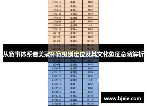 从赛事体系看美冠杯赛级别定位及其文化象征意涵解析